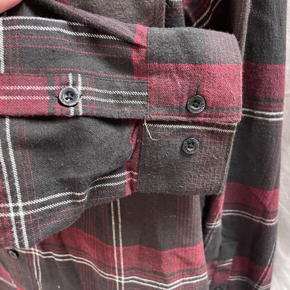 Yago Mens Flannel Shirt LS Red Black Large Button Up - Picture 3 of 7